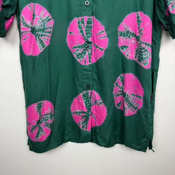 Elan Sand Dollar Button Down in Pink/Green - Picture 5 of 10